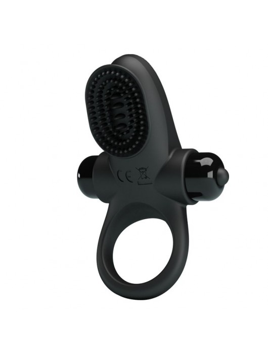 Черное эрекционное виброкольцо в клиторальной щеточкой Vibrant Penis Ring II - Baile - в Северске купить с доставкой