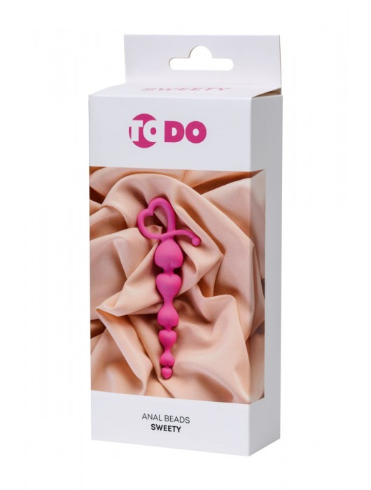 Розовая силиконовая анальная цепочка Sweety - 18,5 см. - ToyFa