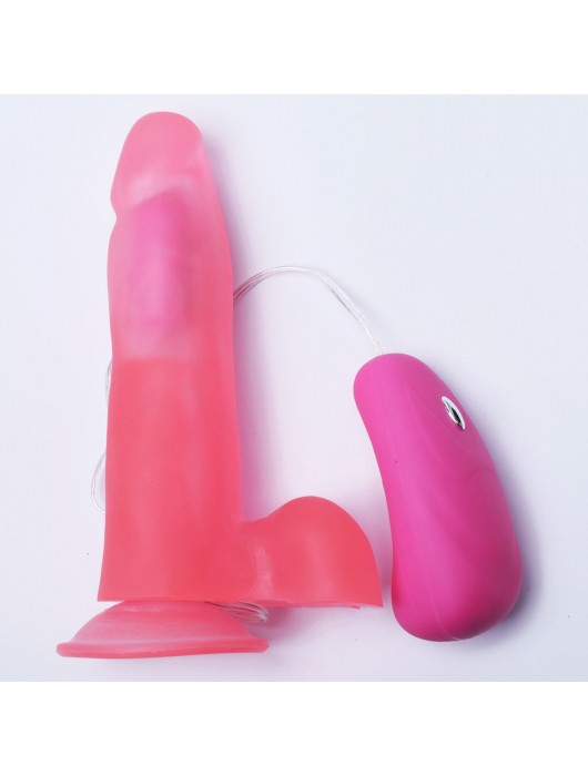 Розовый гелевый вибратор на присоске - 20 см. - LOVETOY (А-Полимер)