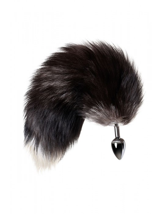 Серебристая металлическая анальная втулка с хвостом чернобурой лисы - размер S - ToyFa - купить с доставкой в Северске