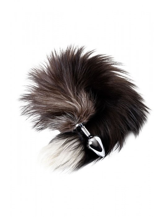 Серебристая металлическая анальная втулка с хвостом чернобурой лисы - размер S - ToyFa - купить с доставкой в Северске