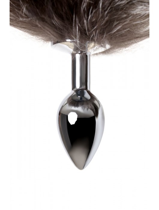 Серебристая металлическая анальная втулка с хвостом чернобурой лисы - размер S - ToyFa - купить с доставкой в Северске