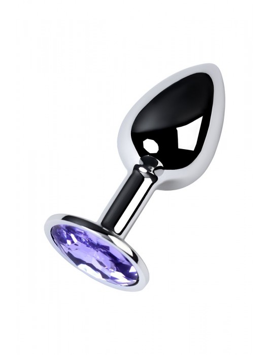 Серебристая конусовидная анальная пробка с фиолетовым кристаллом - 7 см. - ToyFa - купить с доставкой в Северске