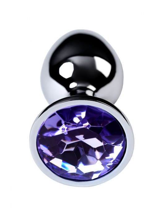Серебристая конусовидная анальная пробка с фиолетовым кристаллом - 7 см. - ToyFa - купить с доставкой в Северске