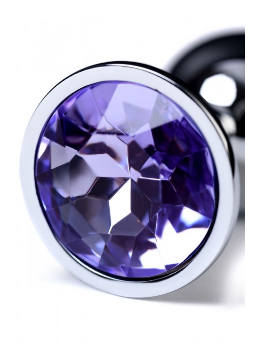 Серебристая конусовидная анальная пробка с фиолетовым кристаллом - 7 см. - ToyFa - купить с доставкой в Северске