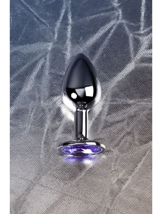 Серебристая конусовидная анальная пробка с фиолетовым кристаллом - 7 см. - ToyFa - купить с доставкой в Северске