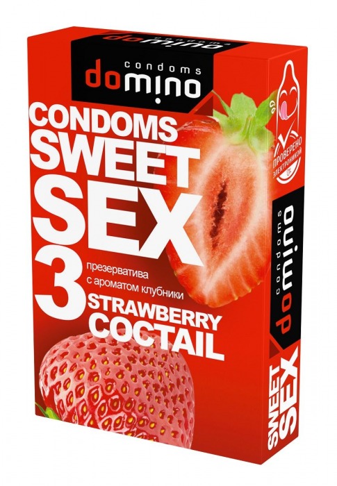 Презервативы для орального секса DOMINO Sweet Sex с ароматом клубничного коктейля  - 3 шт. - Domino - купить с доставкой в Северске