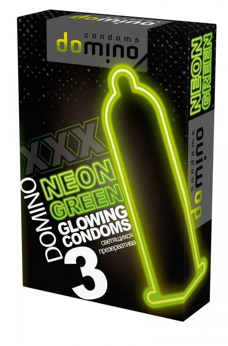 Презервативы DOMINO Neon Green со светящимся в темноте кончиком - 3 шт. - Domino - купить с доставкой в Северске