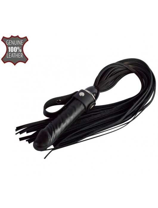Черная плеть  Ковбой  с ручкой-фаллосом - 55 см. - Sitabella - купить с доставкой в Северске