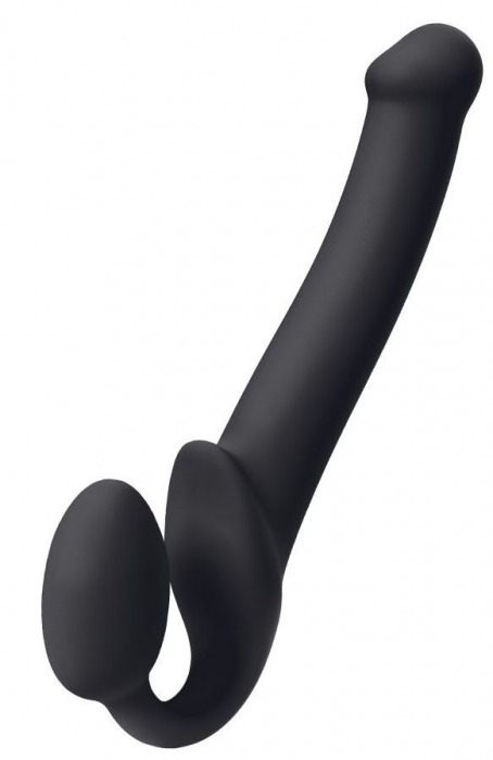 Черный безремневой страпон Silicone Bendable Strap-On M - Strap-on-me - купить с доставкой в Северске