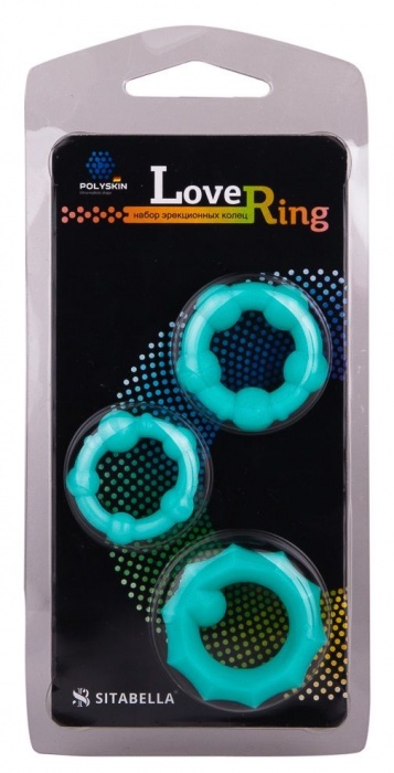 Набор из 3 бирюзовых рельефных эрекционных колец - Sitabella - в Северске купить с доставкой