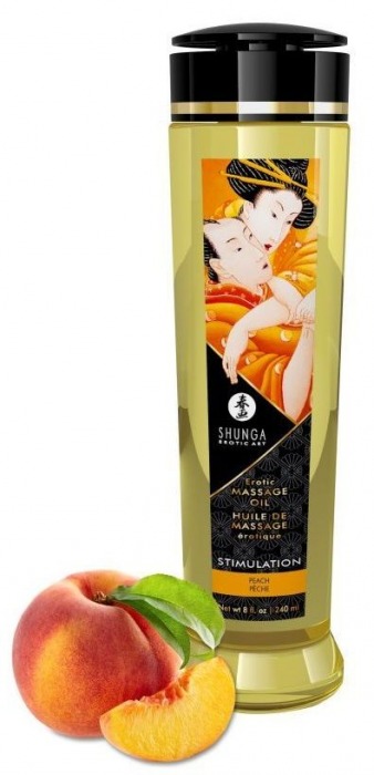 Массажное масло для тела с ароматом персика Stimulation - 240 мл. - Shunga - купить с доставкой в Северске