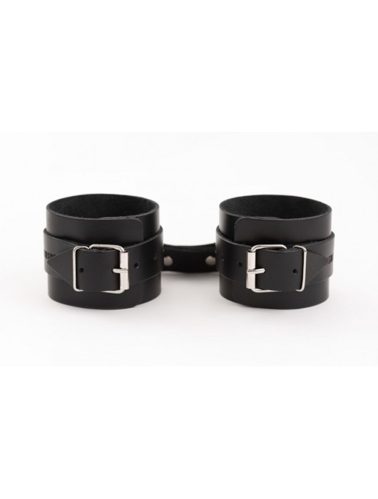 Черные кожаные наручники Ladys Arsenal - БДСМ Арсенал - купить с доставкой в Северске