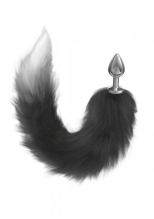 Серебристая анальная пробка с черным хвостом Galaxy - Lola Games - купить с доставкой в Северске
