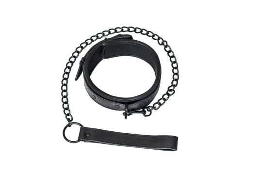 Черный ошейник с поводком Kinky - Lola Games - купить с доставкой в Северске