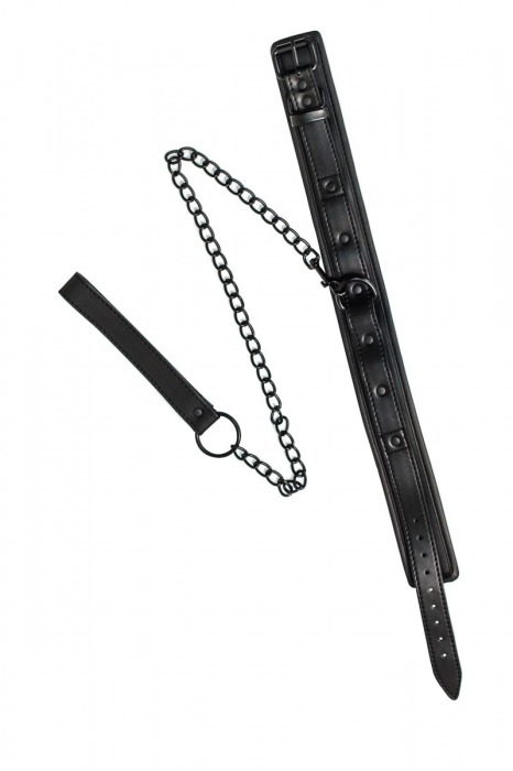 Черный ошейник с поводком Kinky - Lola Games - купить с доставкой в Северске