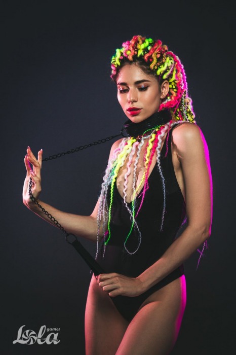 Черный ошейник с поводком Kinky - Lola Games - купить с доставкой в Северске