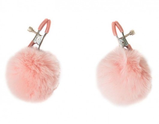 Зажимы на соски Angelic с розовыми меховыми шариками - Lola Games - купить с доставкой в Северске