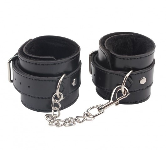Черные оковы на ноги Obey Me Leather Ankle Cuffs - Chisa - купить с доставкой в Северске
