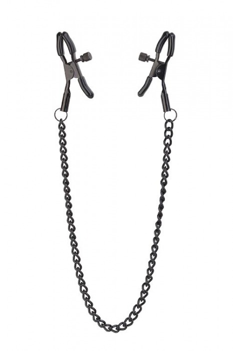 Черные зажимы на соски на цепочке BLAZE DELUXE NIPPLE CLAMPS - Dream Toys - купить с доставкой в Северске