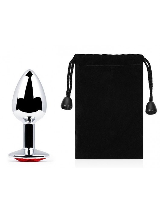 Серебристая анальная пробка с красным стразом - 7,2 см. - Anal Jewelry Plug - купить с доставкой в Северске