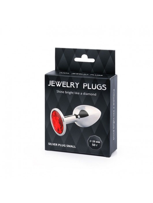 Серебристая анальная пробка с красным стразом - 7,2 см. - Anal Jewelry Plug - купить с доставкой в Северске