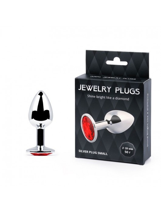 Серебристая анальная пробка с красным стразом - 7,2 см. - Anal Jewelry Plug - купить с доставкой в Северске