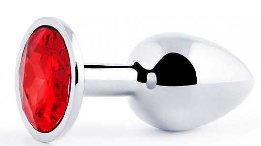 Серебристая анальная пробка с красным стразом - 7,2 см. - Anal Jewelry Plug - купить с доставкой в Северске