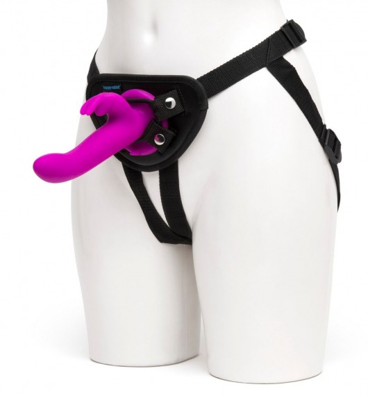 Лиловый страпон Rechargeable Vibrating Strap-On Harness Set - 17,6 см. - Happy Rabbit - купить с доставкой в Северске