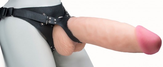 Телесный реалистичный фаллоимитатор на черных трусиках Real Big Strap-On - 34,5 см. - LOVETOY (А-Полимер) - купить с доставкой в Северске