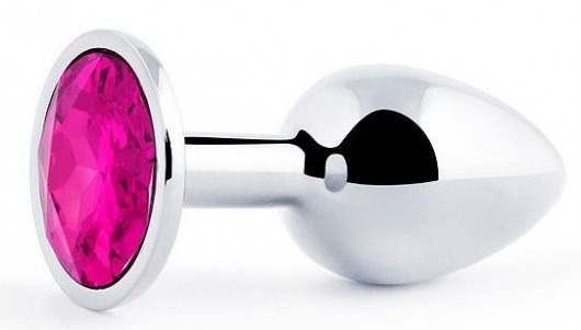 Серебристая анальная пробка с малиновым кристаллом - 7,2 см. - Anal Jewelry Plug - купить с доставкой в Северске