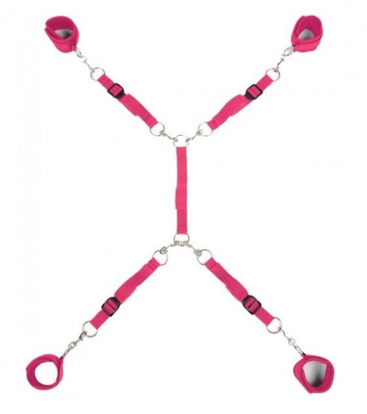 Ярко-розовый набор фиксаций на кровати Classic Bed Spreader - Lux Fetish - купить с доставкой в Северске