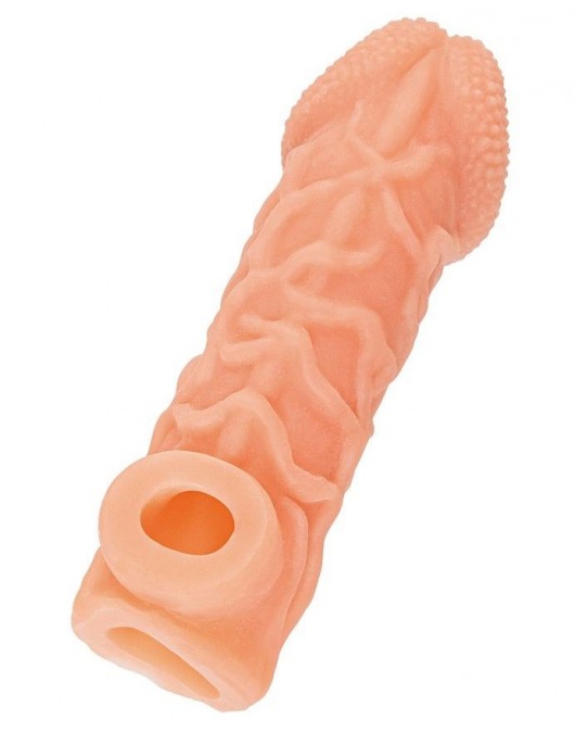 Телесная закрытая насадка с венками Cock Sleeve Size S - 13,8 см. - KOKOS - в Северске купить с доставкой