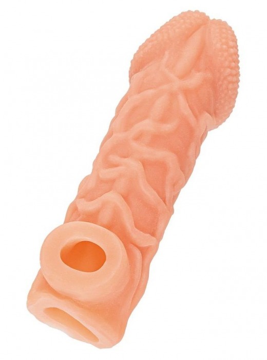 Телесная закрытая насадка с венками Cock Sleeve Size M - 15,6 см. - KOKOS - в Северске купить с доставкой