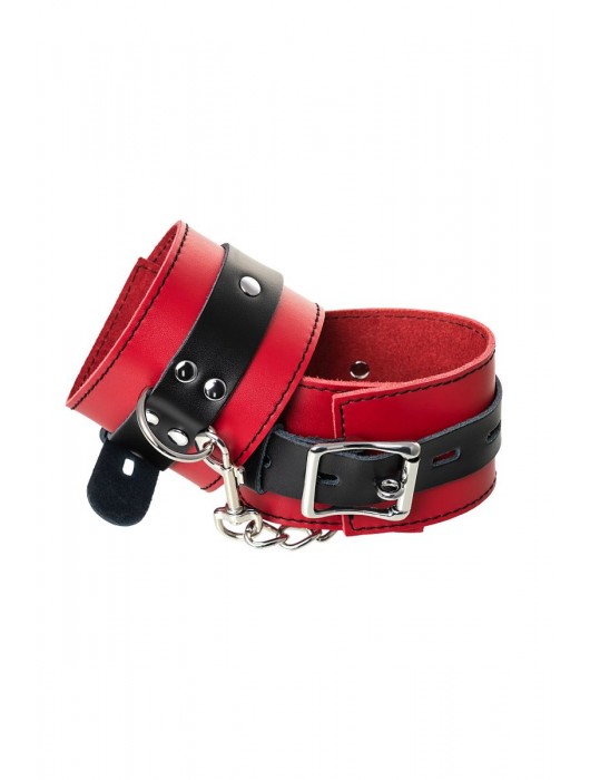Красно-черные оковы на ноги из кожи - ToyFa - купить с доставкой в Северске