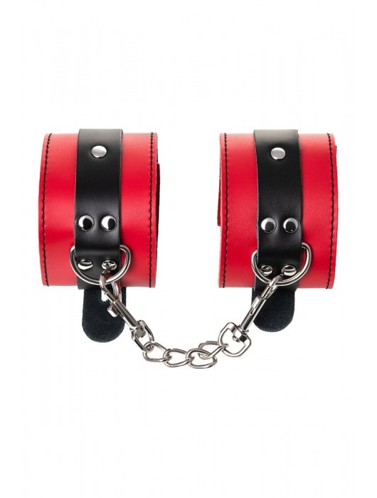 Красно-черные оковы на ноги из кожи - ToyFa - купить с доставкой в Северске
