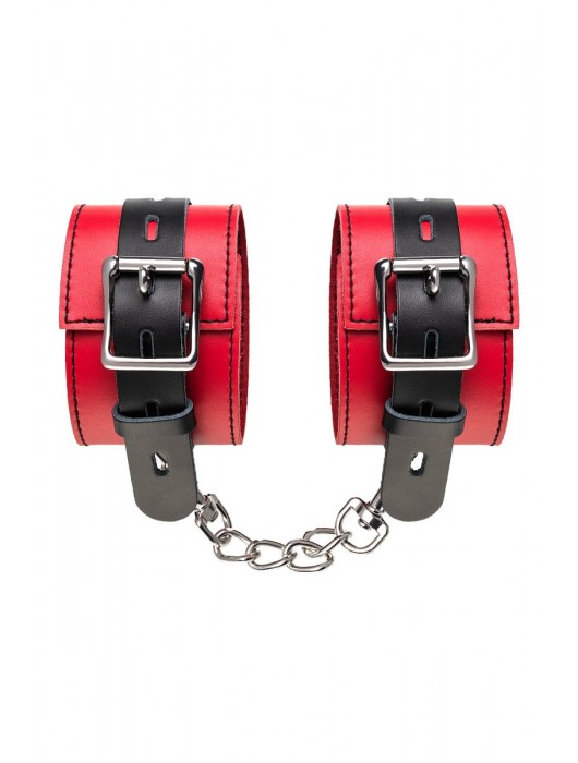 Красно-черные оковы на ноги из кожи - ToyFa - купить с доставкой в Северске