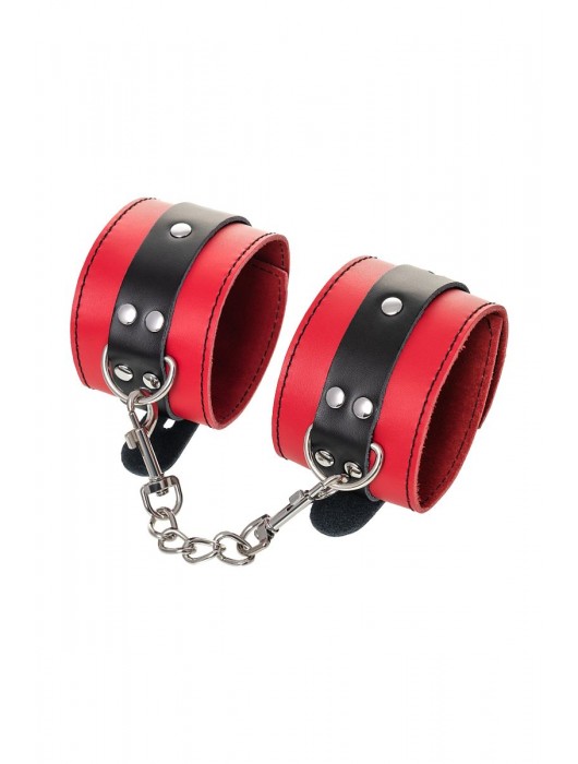 Красно-черные оковы на ноги из кожи - ToyFa - купить с доставкой в Северске