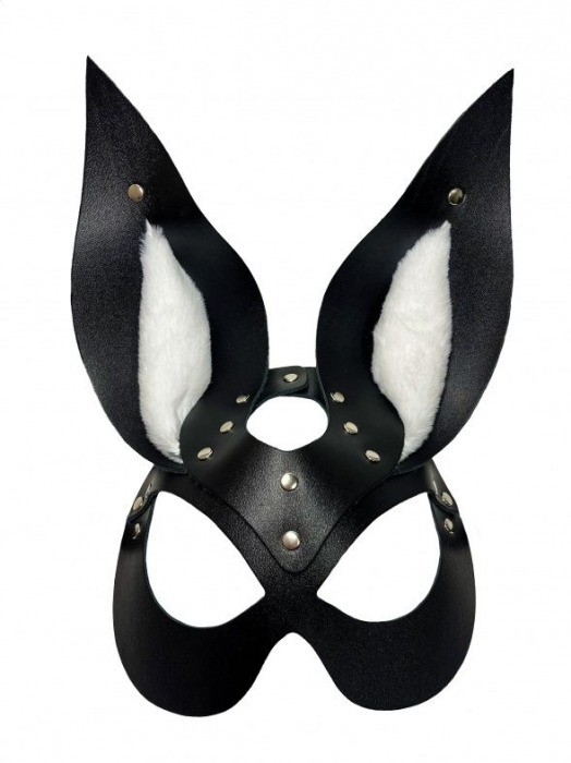Черная маска зайки с белым мехом на ушках Miss Bunny - БДСМ Арсенал - купить с доставкой в Северске