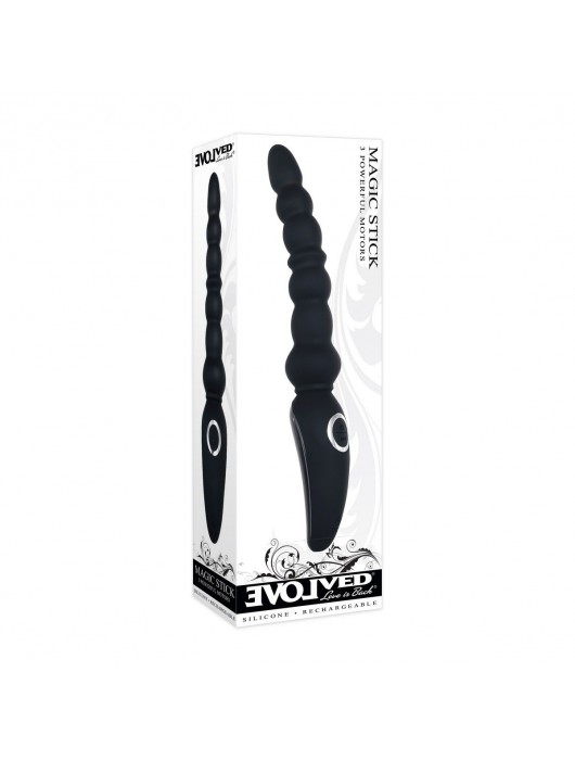 Черная анальная виброелочка Magic Stick - 22,6 см. - Evolved