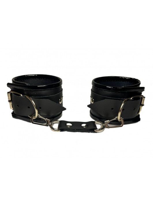 Черные наручники из эко-кожи - БДСМ Арсенал - купить с доставкой в Северске