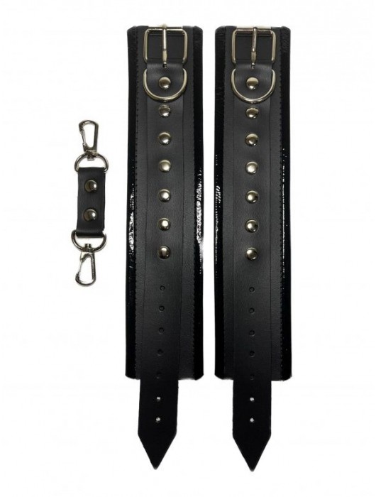 Черные наручники из эко-кожи - БДСМ Арсенал - купить с доставкой в Северске