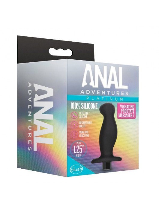 Черный анальный вибромассажёр Silicone Vibrating Prostate Massager 02 - 10,8 см. - Blush Novelties - в Северске купить с доставкой