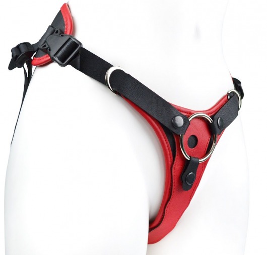 Красно-черный женский пояс с 2 способами крепления насадок - LOVETOY (А-Полимер) - купить с доставкой в Северске