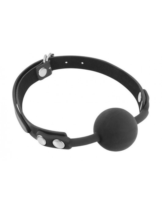 Черный силиконовый кляп-шарик на ремешках - Fetish Tentation - купить с доставкой в Северске