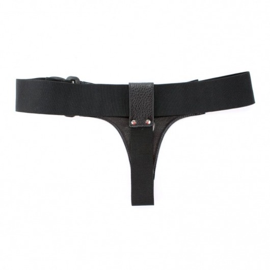 Чёрные трусики для страпона из натуральной кожи - БДСМ Арсенал - купить с доставкой в Северске