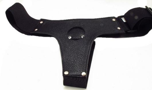 Чёрные трусики для страпона из натуральной кожи - БДСМ Арсенал - купить с доставкой в Северске