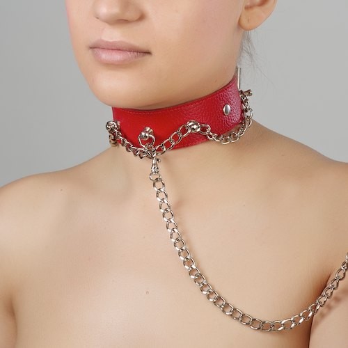 Красный ошейник из натуральной кожи - Sitabella - купить с доставкой в Северске