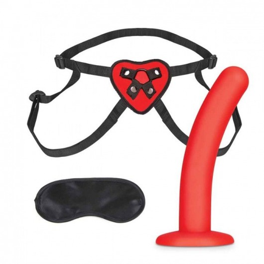 Красный поясной фаллоимитатор Red Heart Strap on Harness   5in Dildo Set - 12,25 см. - Lux Fetish - купить с доставкой в Северске