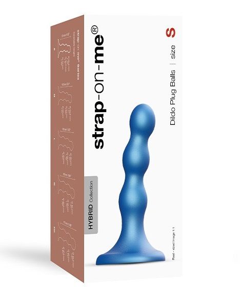 Голубая насадка Strap-On-Me Dildo Plug Balls size S - Strap-on-me - купить с доставкой в Северске